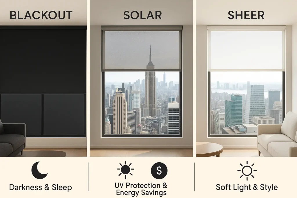 Blackout vs Solar vs Sheer Shades